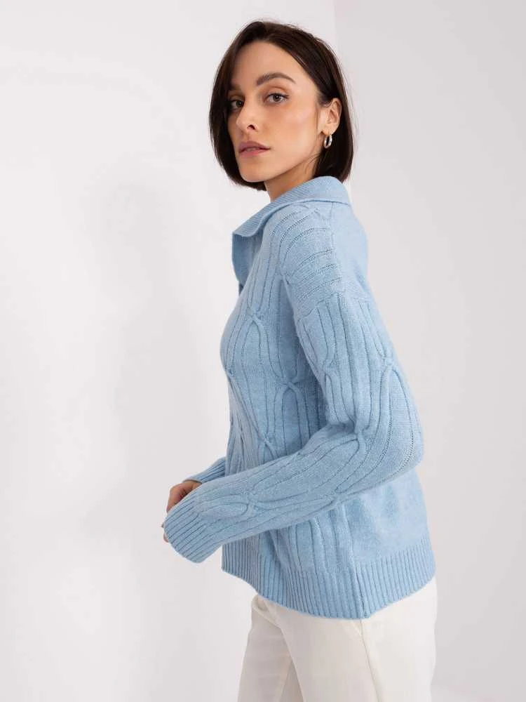 Wool Fashion Italia Megztinis-AT-SW-2349-2,27-šviesiai mėlynas