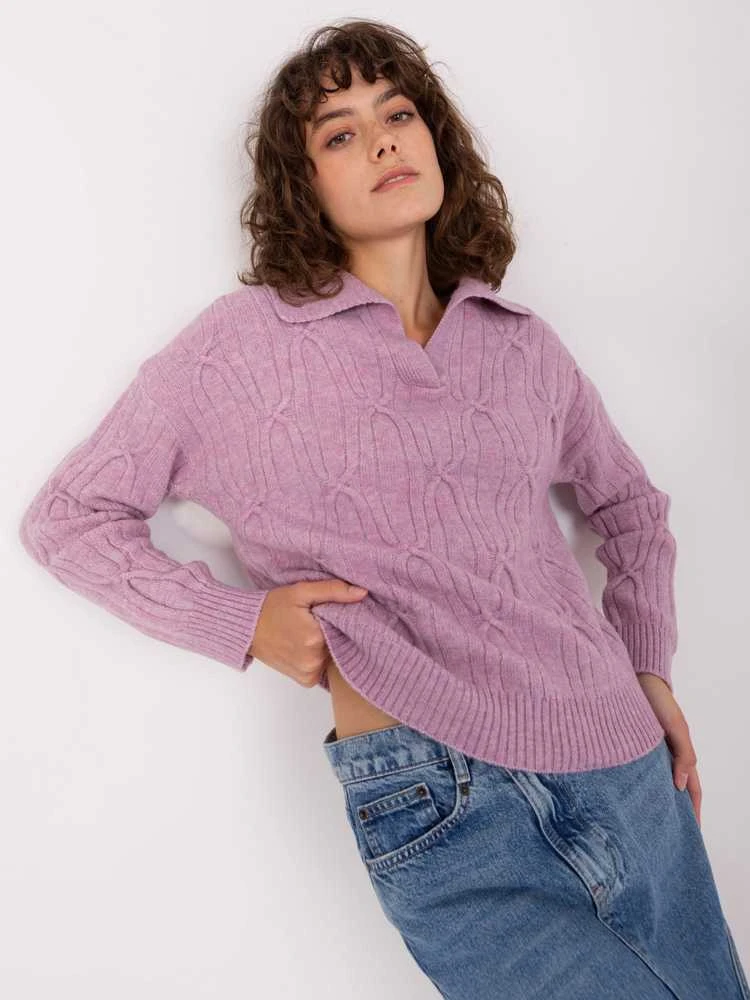 Wool Fashion Italia Megztinis-AT-SW-2349-2,96-šviesiai violetinis