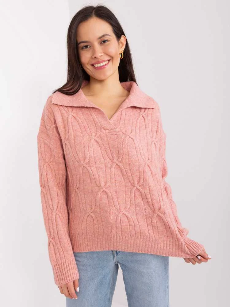 Wool Fashion Italia Megztinis-AT-SW-2349-2,96-tamsiai rožinis