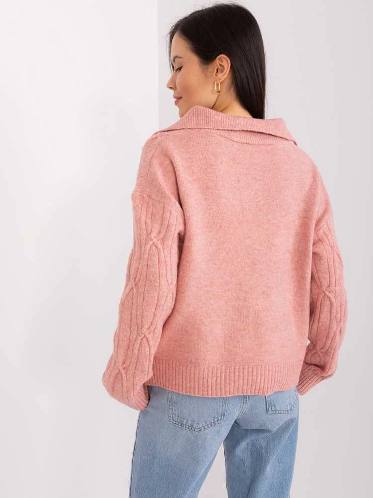 Wool Fashion Italia Megztinis-AT-SW-2349-2,96-tamsiai rožinis