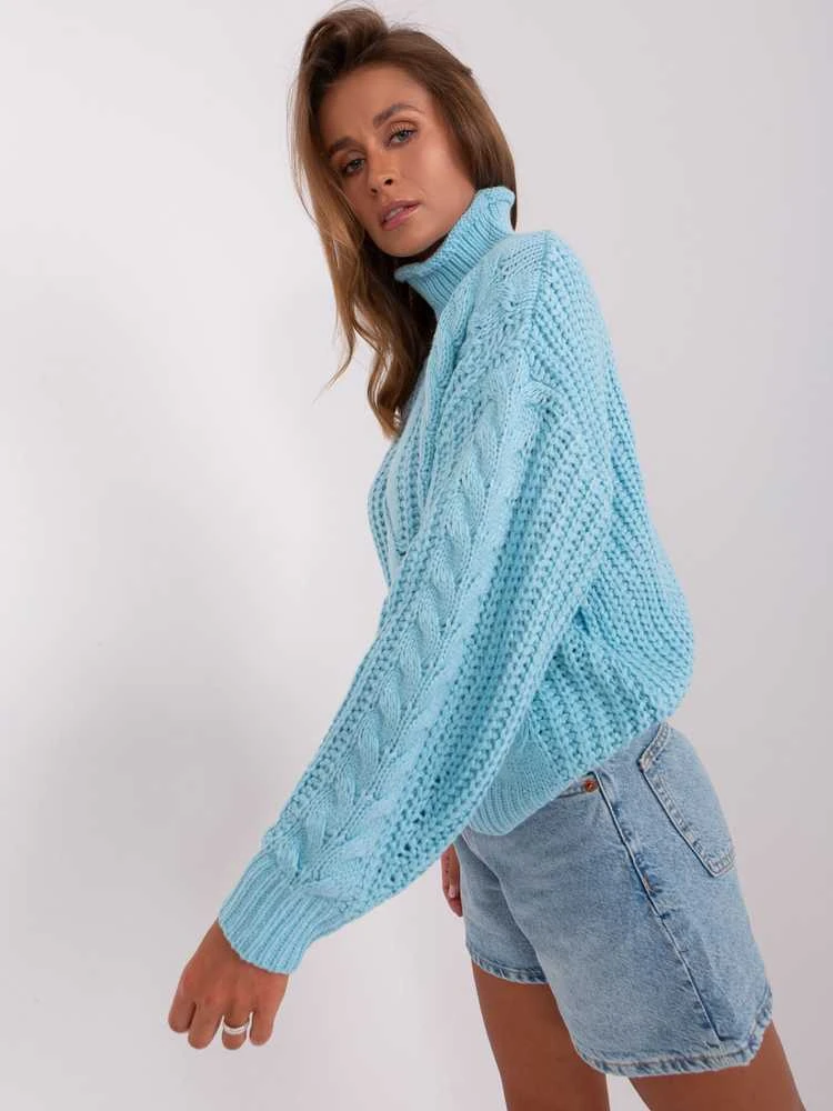 Wool Fashion Italia Megztinis-AT-SW-2350.91P-šviesiai mėlynas