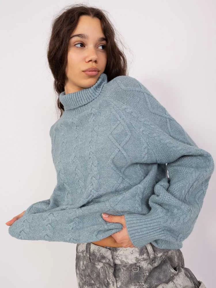 Wool Fashion Italia Megztinis-AT-SW-2355-2.12P-pilka-mėlyna