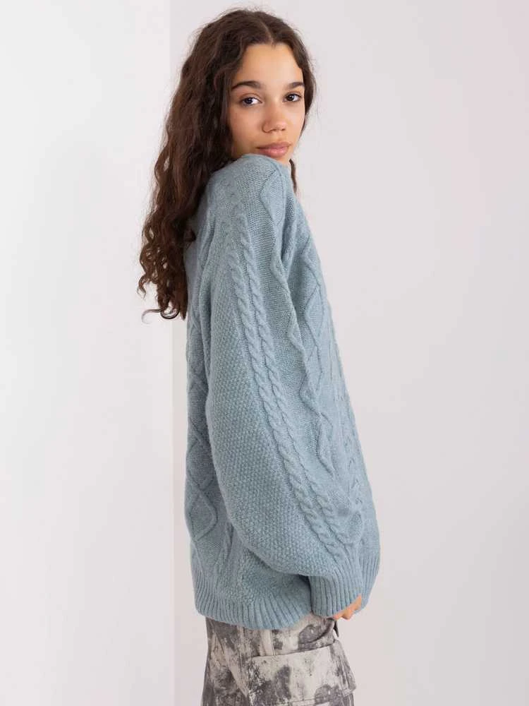 Wool Fashion Italia Megztinis-AT-SW-2355-2.12P-pilka-mėlyna