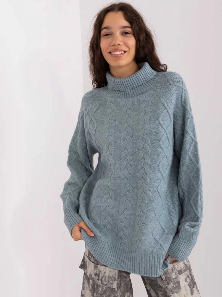 Wool Fashion Italia Megztinis-AT-SW-2355-2.12P-pilka-mėlyna