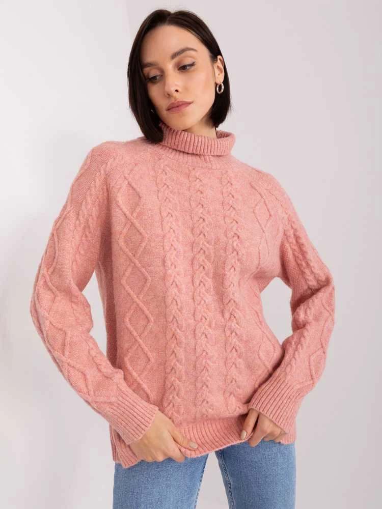 Wool Fashion Italia Megztinis-AT-SW-2355-2.19P-tamsiai rožinis