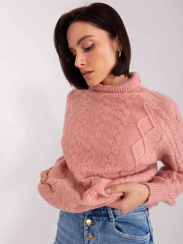 Wool Fashion Italia Megztinis-AT-SW-2355-2.19P-tamsiai rožinis