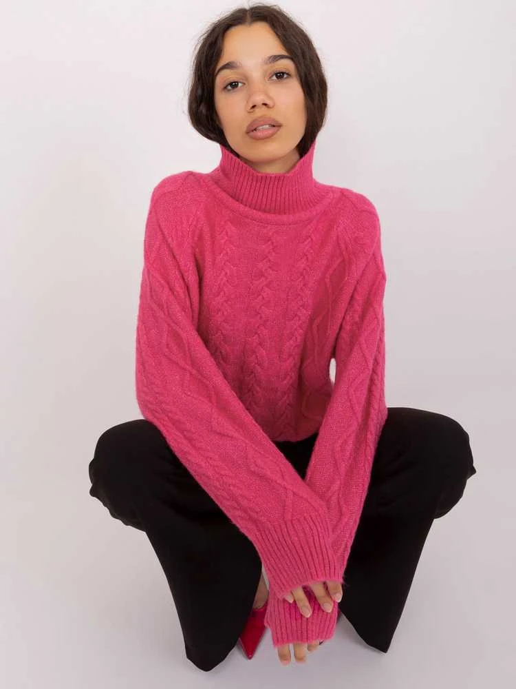 Wool Fashion Italia Megztinis-AT-SW-2355-2.30X-tamsiai rožinis