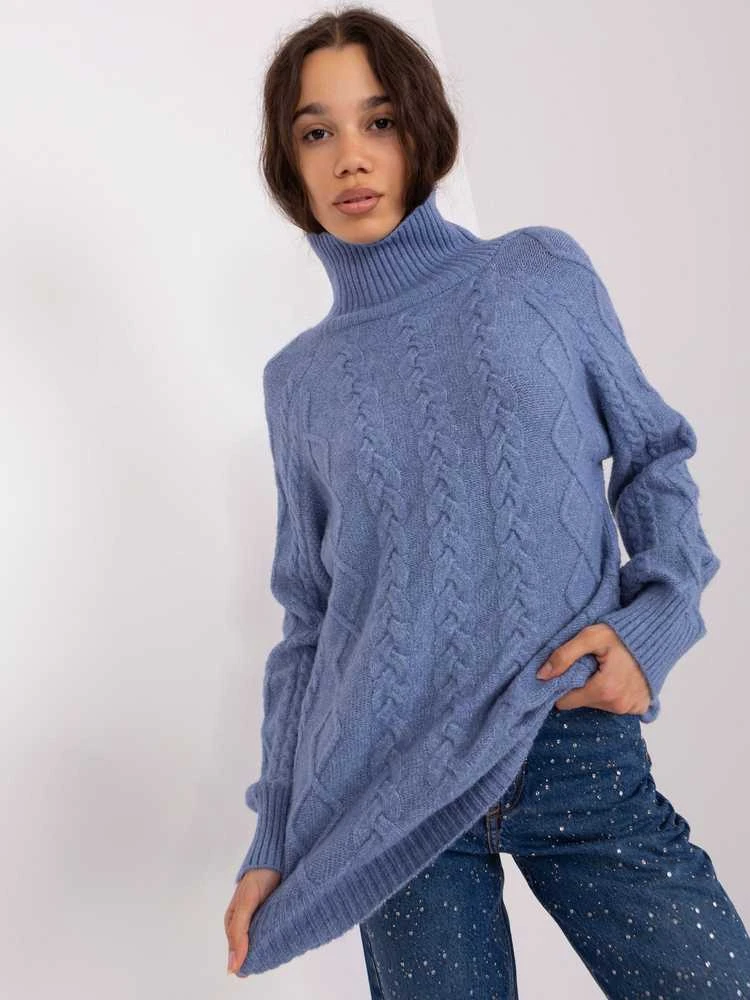 Wool Fashion Italia Megztinis-AT-SW-2355-2,30X-tamsiai mėlynas