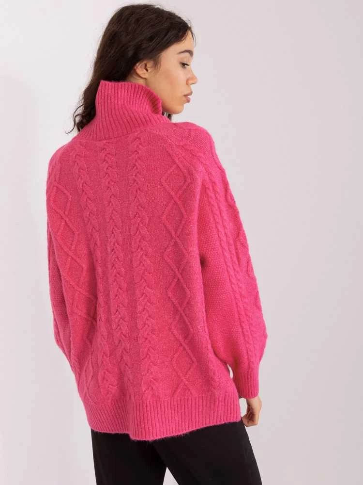 Wool Fashion Italia Megztinis-AT-SW-2355-2.30X-tamsiai rožinis
