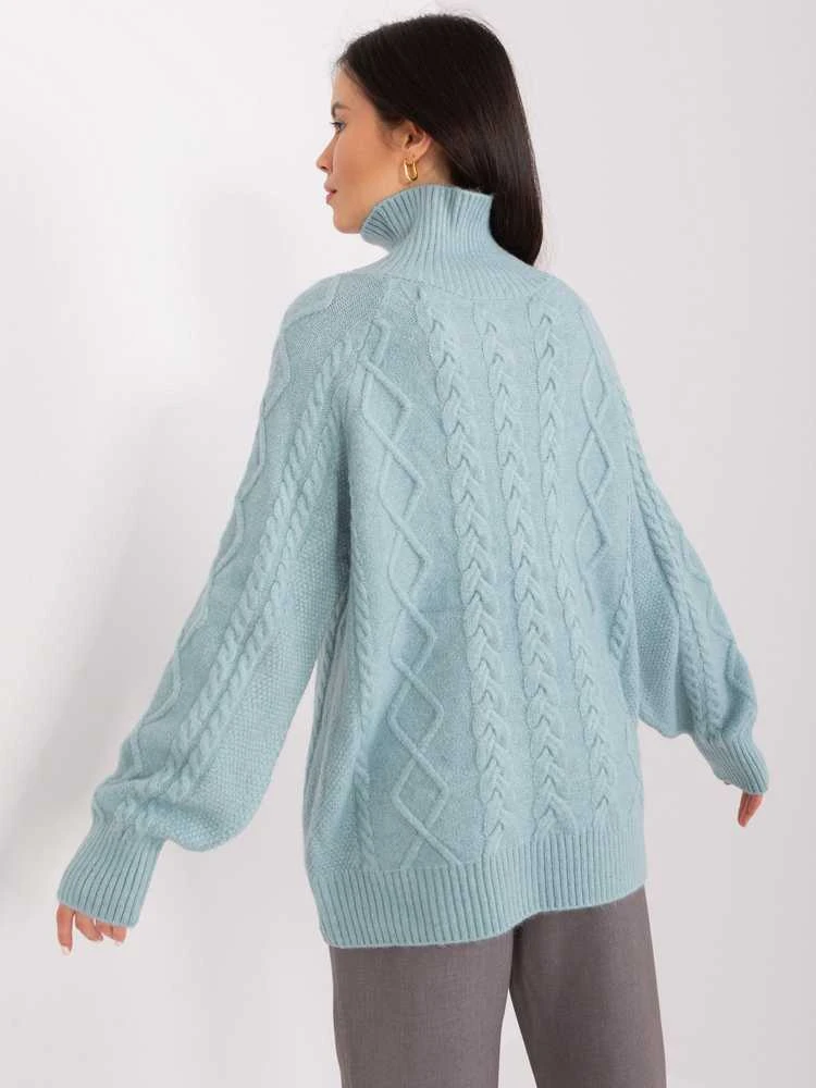 Wool Fashion Italia Megztinis-AT-SW-2355-2,30X-tamsiai mėtų