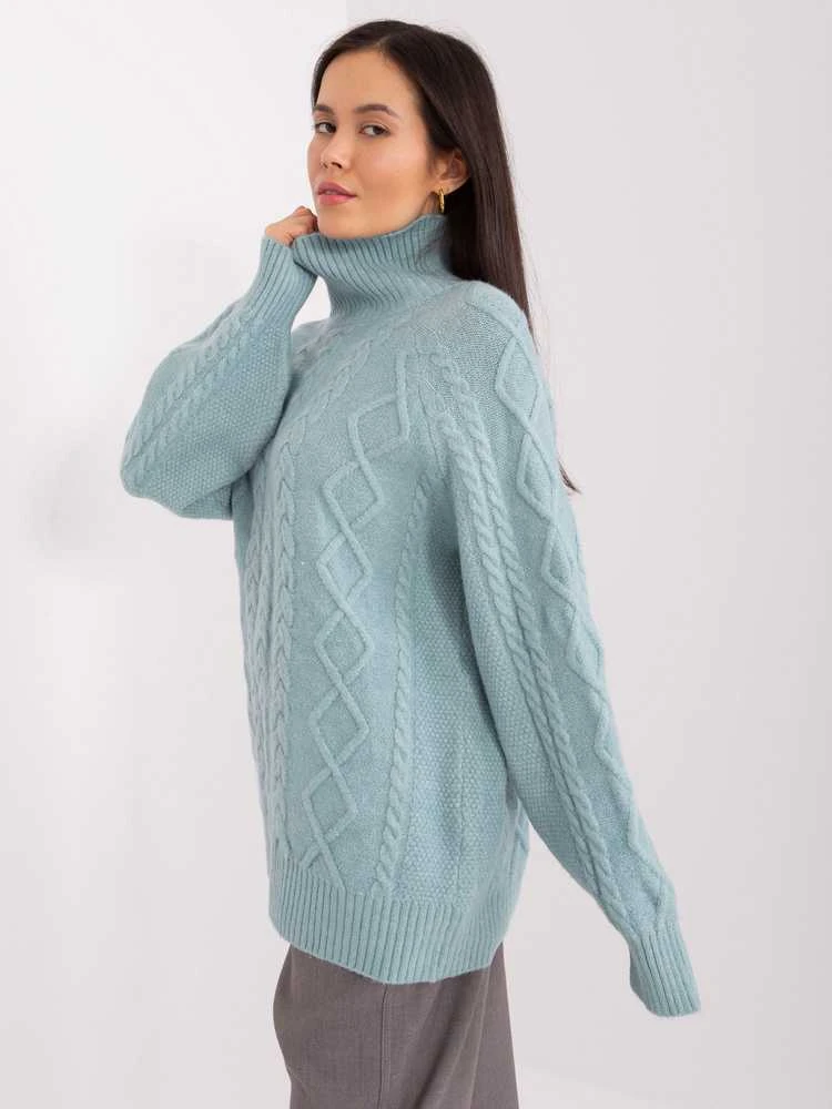 Wool Fashion Italia Megztinis-AT-SW-2355-2,30X-tamsiai mėtų