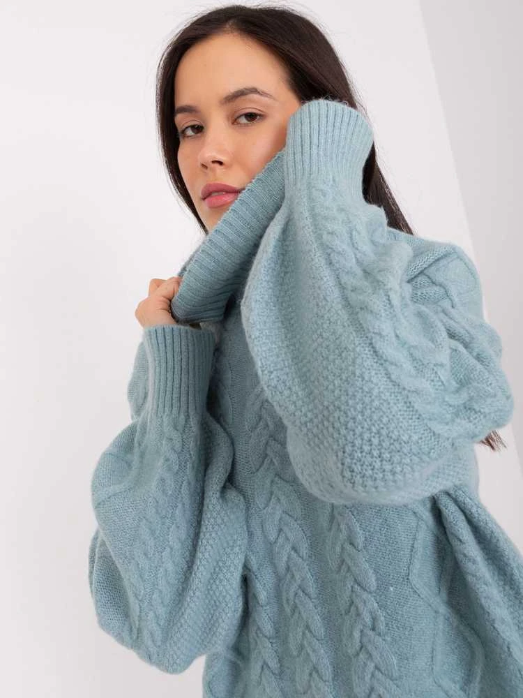 Wool Fashion Italia Megztinis-AT-SW-2355-2,30X-tamsiai mėtų