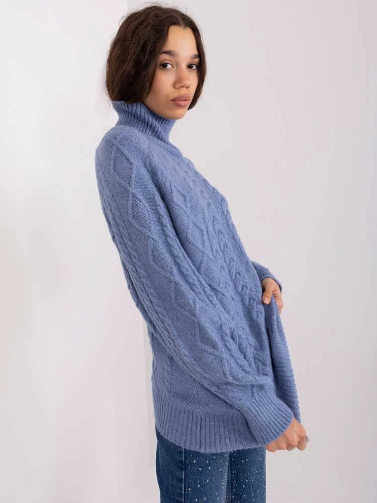 Wool Fashion Italia Megztinis-AT-SW-2355-2,30X-tamsiai mėlynas