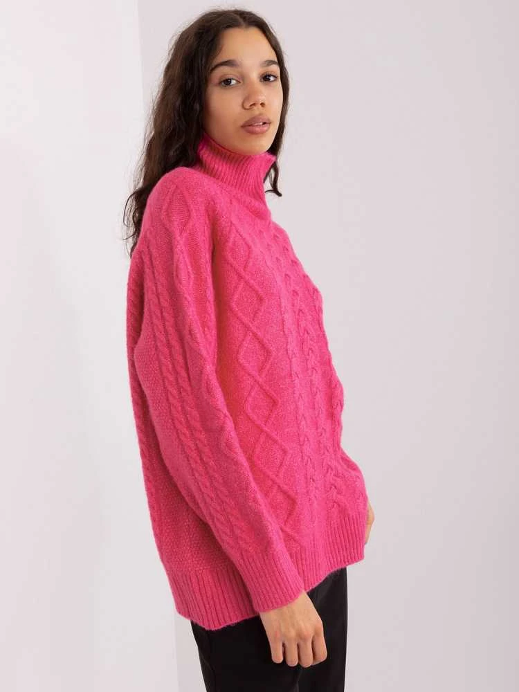 Wool Fashion Italia Megztinis-AT-SW-2355-2.30X-tamsiai rožinis