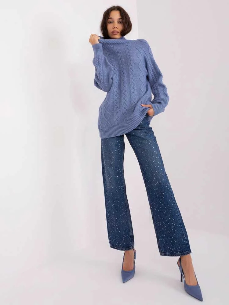 Wool Fashion Italia Megztinis-AT-SW-2355-2,30X-tamsiai mėlynas