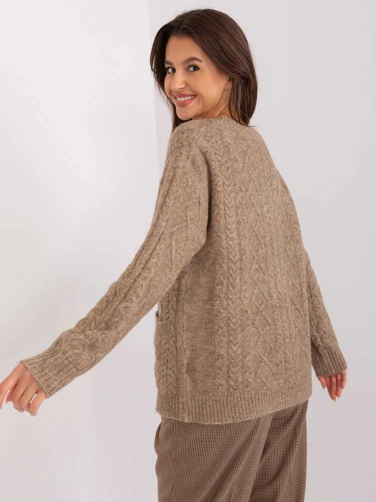 Wool Fashion Italia Megztinis-AT-SW-2358.31-tamsiai smėlio spalvos