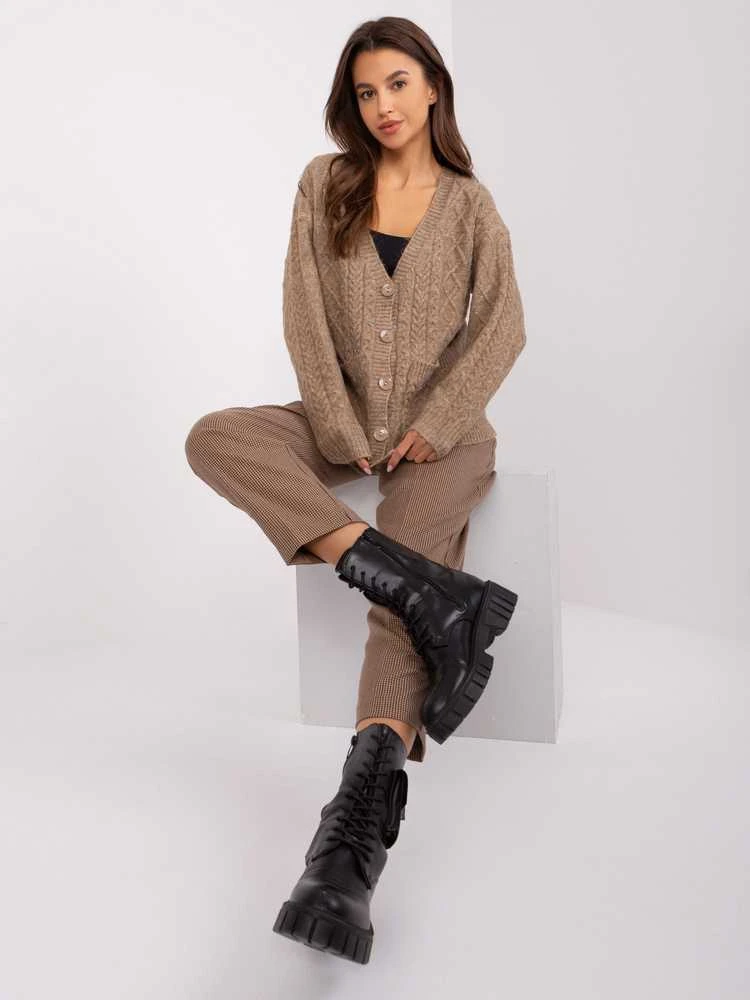 Wool Fashion Italia Megztinis-AT-SW-2358.31-tamsiai smėlio spalvos