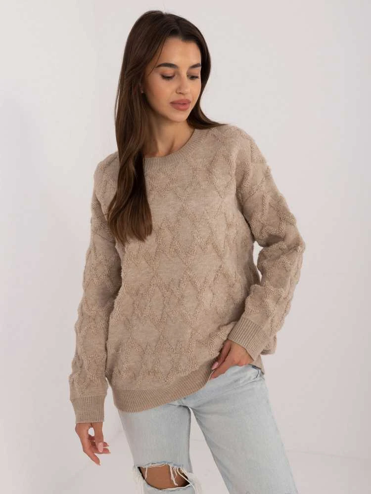 Wool Fashion Italia Megztinis-AT-SW-2361.61-smėlio spalvos
