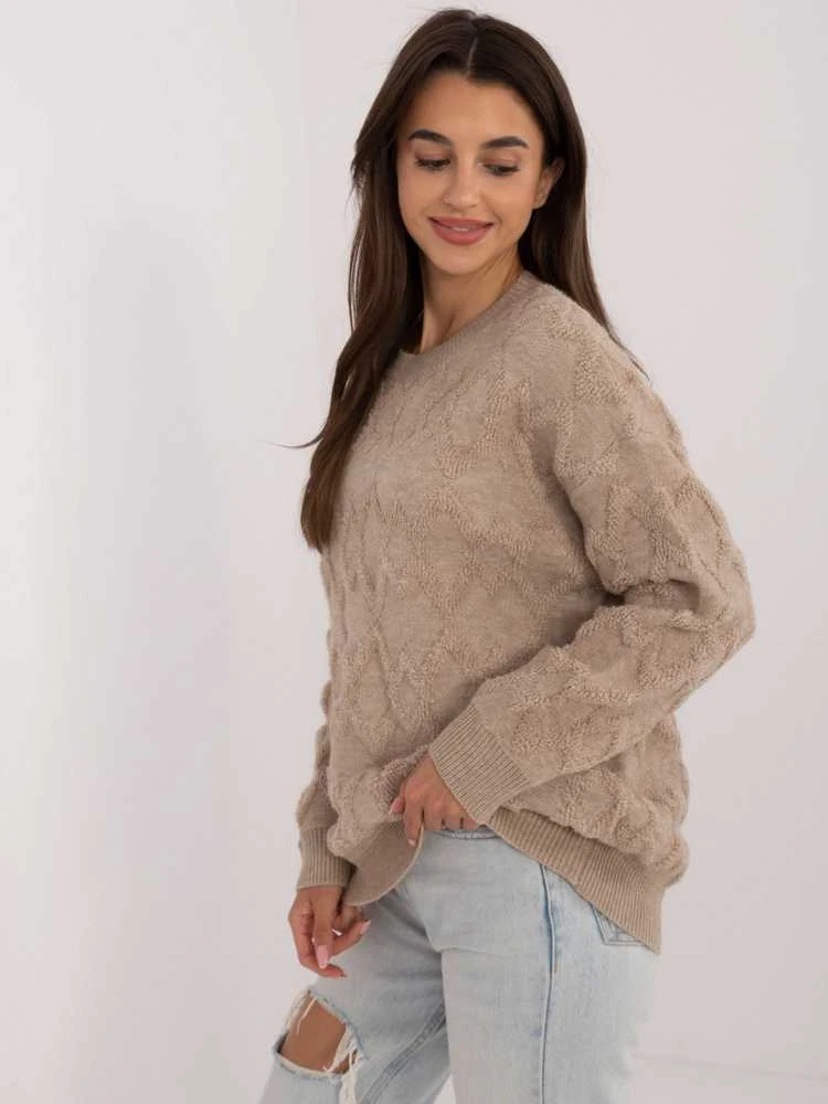 Wool Fashion Italia Megztinis-AT-SW-2361.61-smėlio spalvos