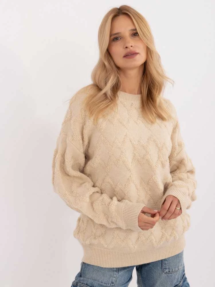 Wool Fashion Italia Megztinis-AT-SW-2361.61-šviesiai smėlio spalvos