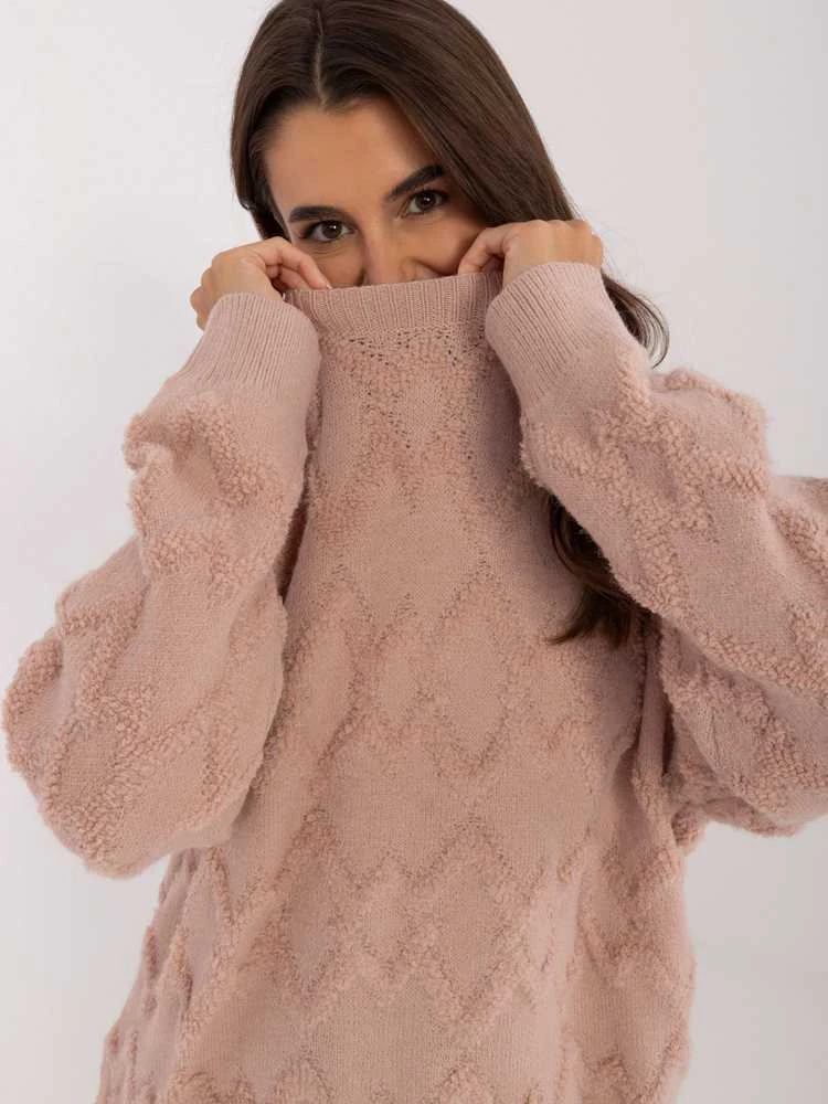 Wool Fashion Italia Megztinis-AT-SW-2361.61-tamsiai rožinis