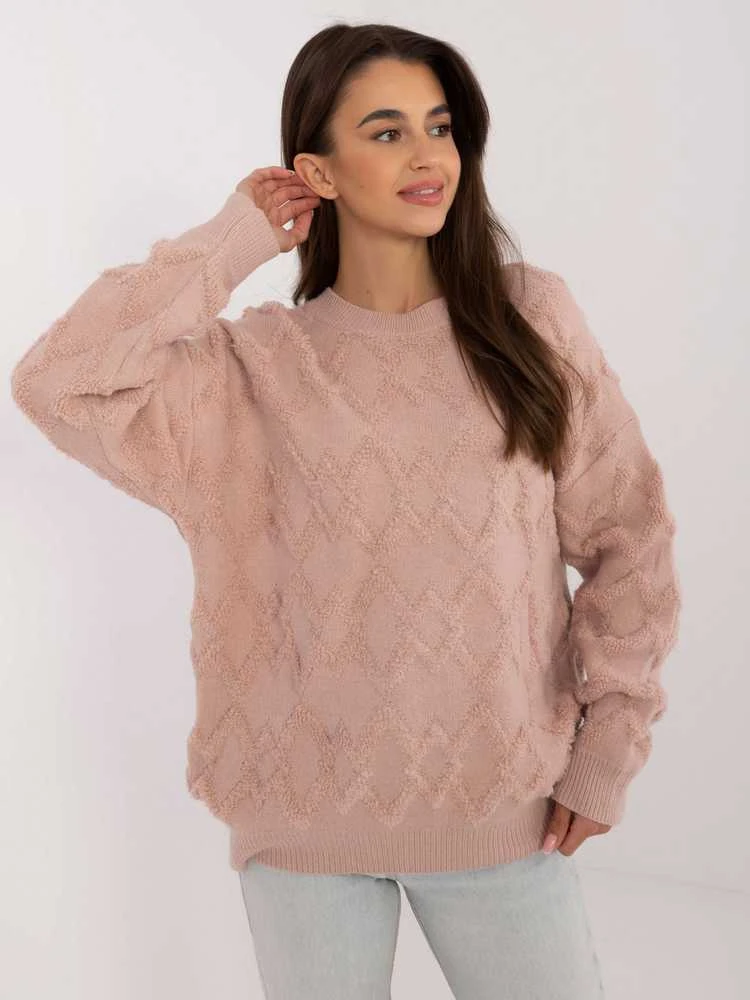 Wool Fashion Italia Megztinis-AT-SW-2361.61-tamsiai rožinis
