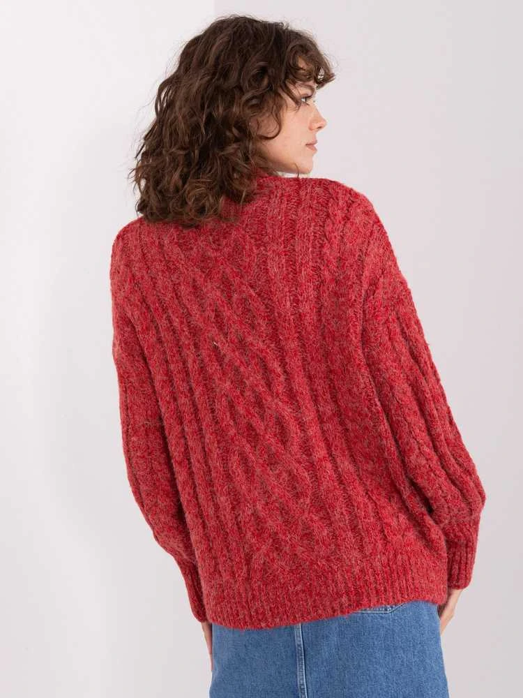 Wool Fashion Italia Megztinis-AT-SW-2363-2.04P-tamsiai raudonas