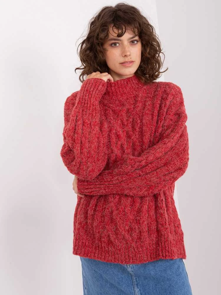Wool Fashion Italia Megztinis-AT-SW-2363-2.04P-tamsiai raudonas