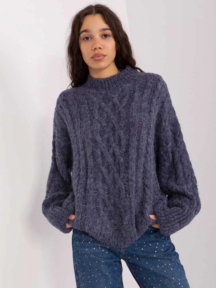 Wool Fashion Italia Megztinis-AT-SW-2363-2.11P-tamsiai mėlynas