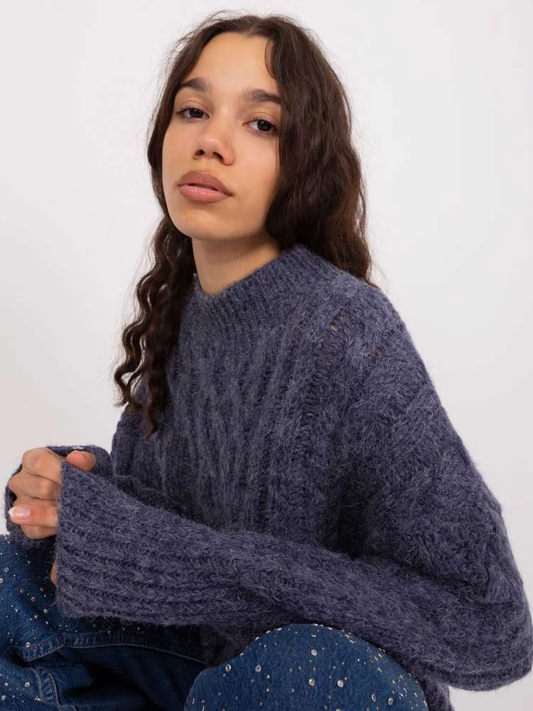 Wool Fashion Italia Megztinis-AT-SW-2363-2.11P-tamsiai mėlynas