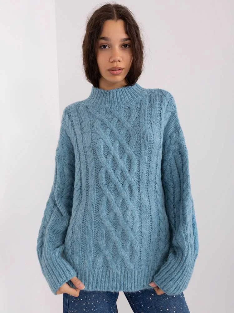 Wool Fashion Italia Megztinis-AT-SW-2363-2,30-mėlynas