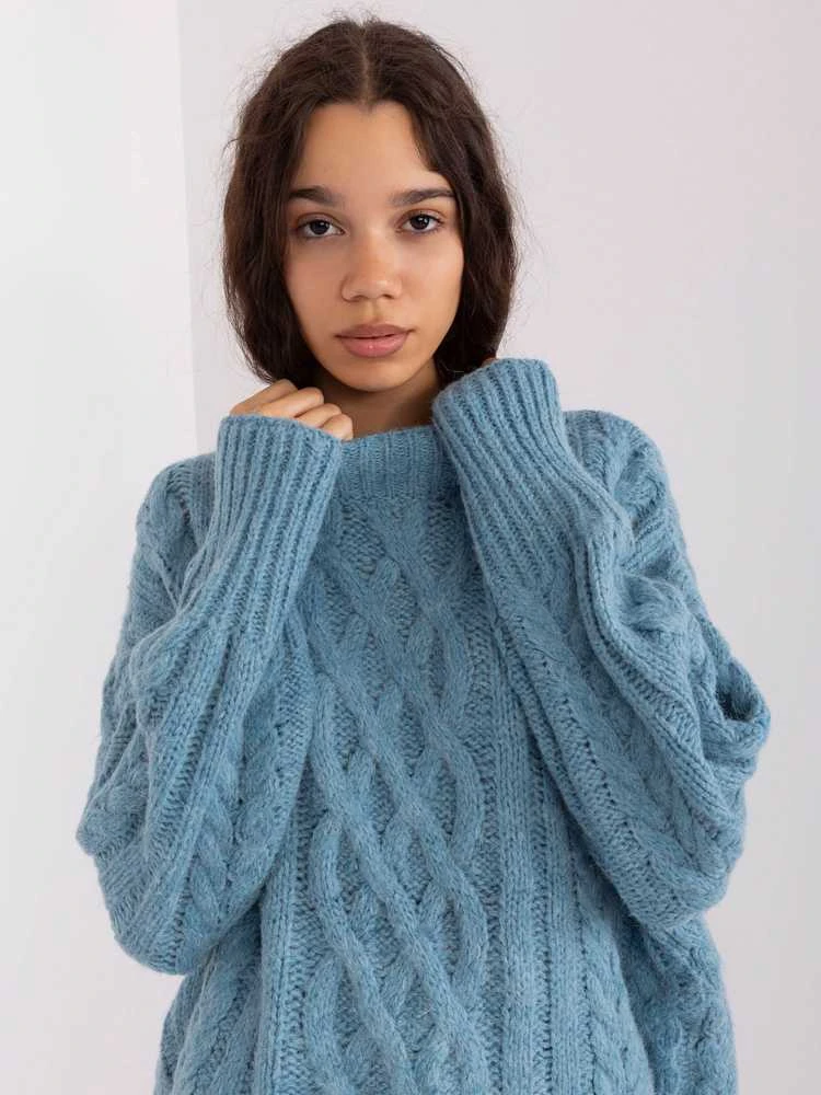 Wool Fashion Italia Megztinis-AT-SW-2363-2,30-mėlynas