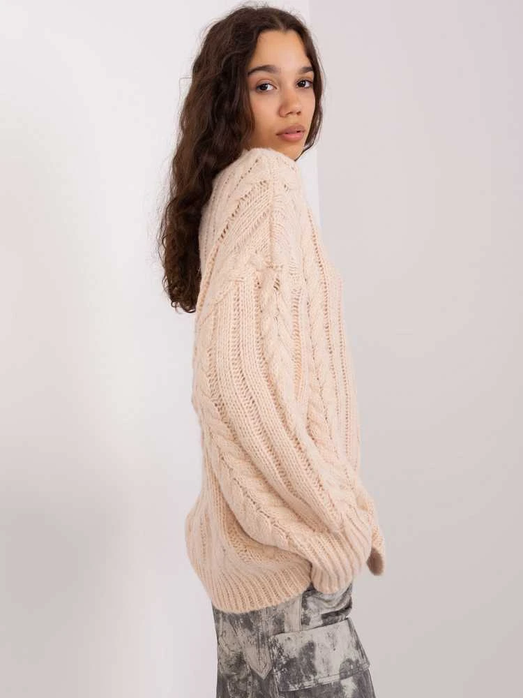 Wool Fashion Italia Megztinis-AT-SW-2363-2,30-šviesiai smėlio spalvos