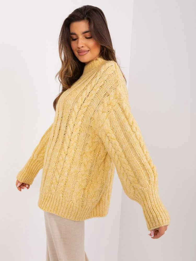Wool Fashion Italia Megztinis-AT-SW-2363-2,30-šviesiai geltonas