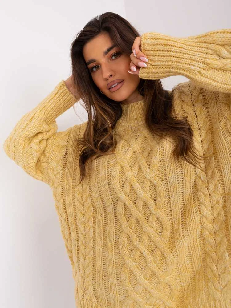 Wool Fashion Italia Megztinis-AT-SW-2363-2,30-šviesiai geltonas