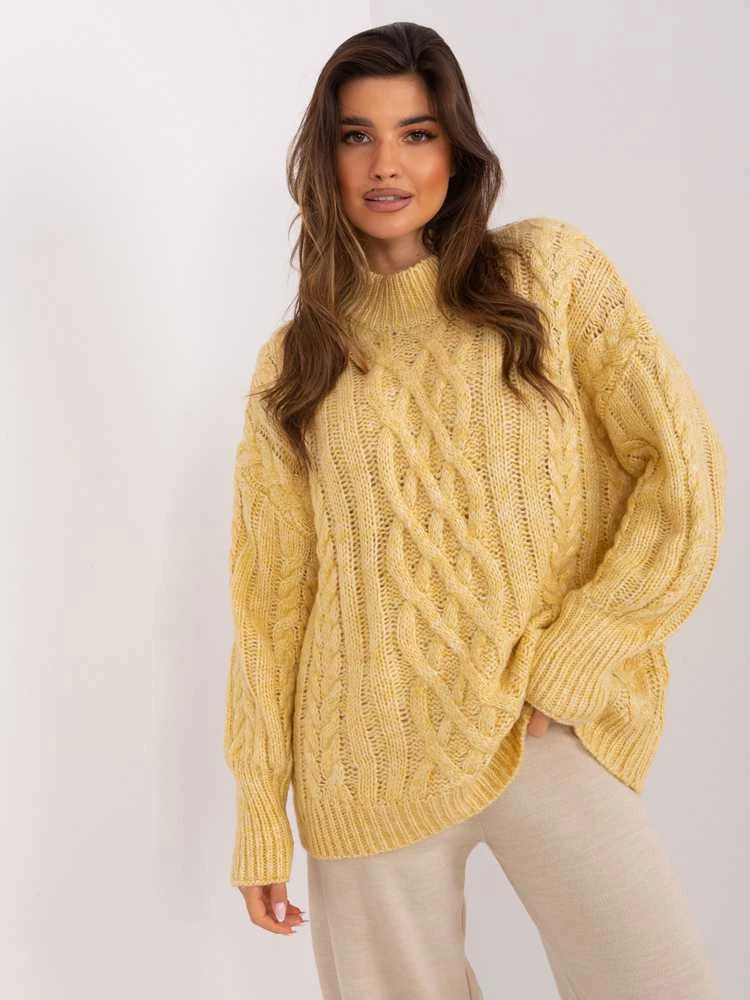 Wool Fashion Italia Megztinis-AT-SW-2363-2,30-šviesiai geltonas