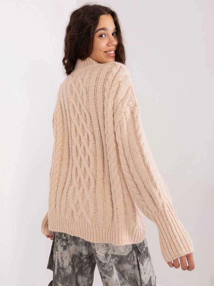 Wool Fashion Italia Megztinis-AT-SW-2363-2,30-šviesiai smėlio spalvos