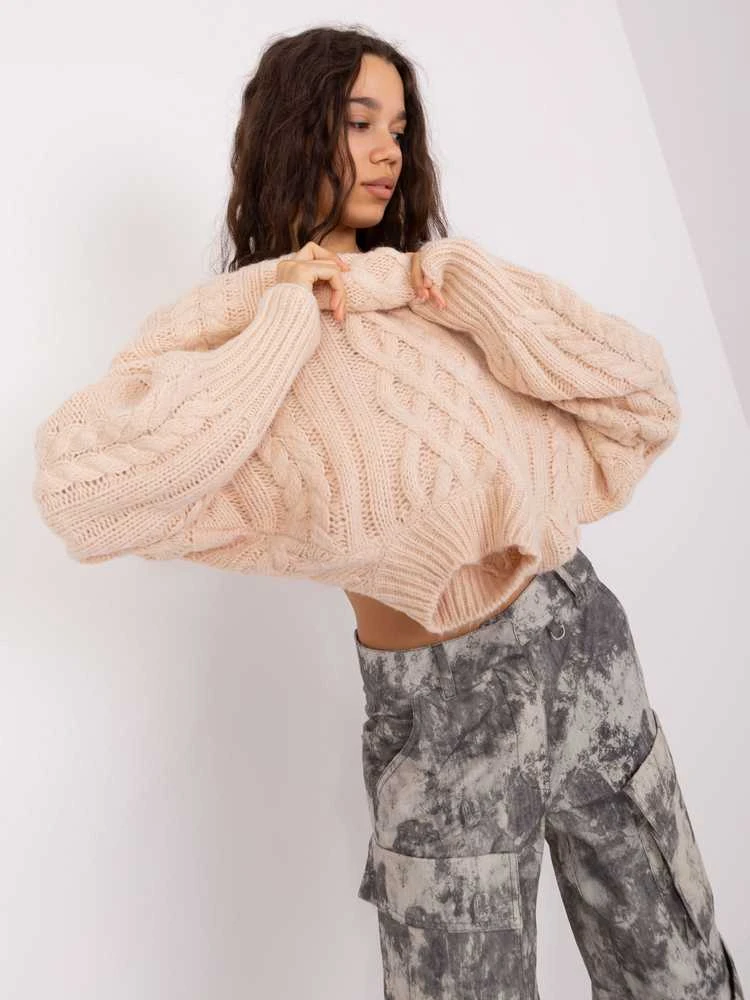 Wool Fashion Italia Megztinis-AT-SW-2363-2,30-šviesiai smėlio spalvos
