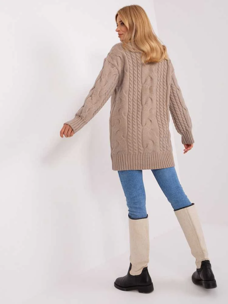 Wool Fashion Italia Megztinis-AT-SW-2367-1.35P-tamsiai smėlio spalvos