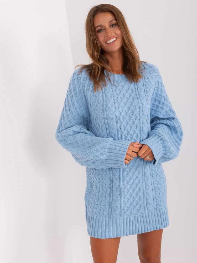 Wool Fashion Italia Megztinis-AT-SW-2367-2.64P-šviesiai mėlynas