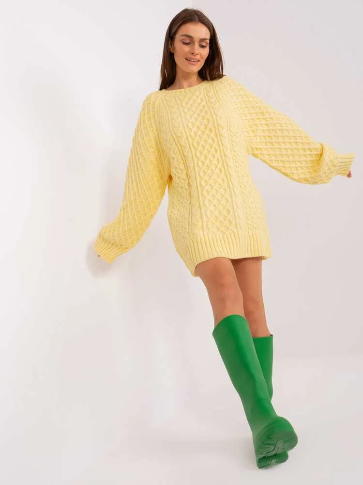 Wool Fashion Italia Megztinis-AT-SW-2367-2.64P-šviesiai geltonas