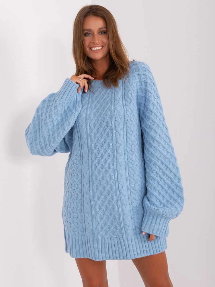 Wool Fashion Italia Megztinis-AT-SW-2367-2.64P-šviesiai mėlynas