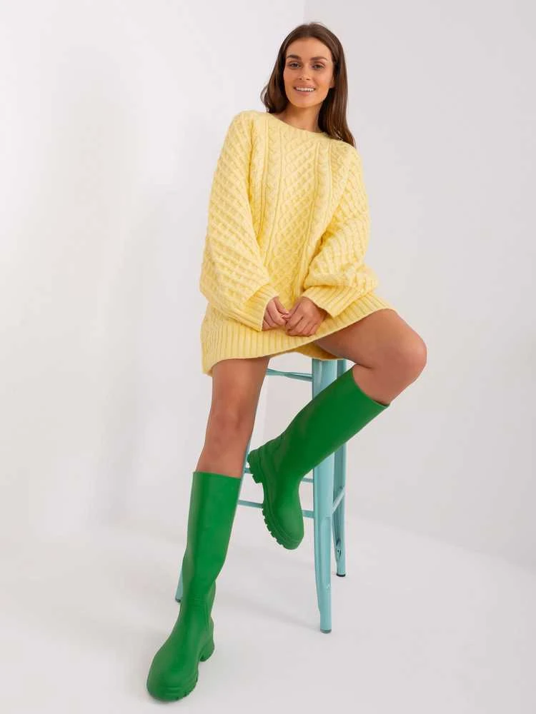 Wool Fashion Italia Megztinis-AT-SW-2367-2.64P-šviesiai geltonas