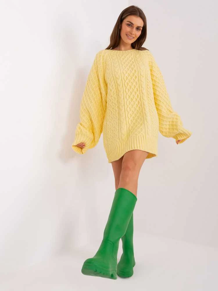 Wool Fashion Italia Megztinis-AT-SW-2367-2.64P-šviesiai geltonas