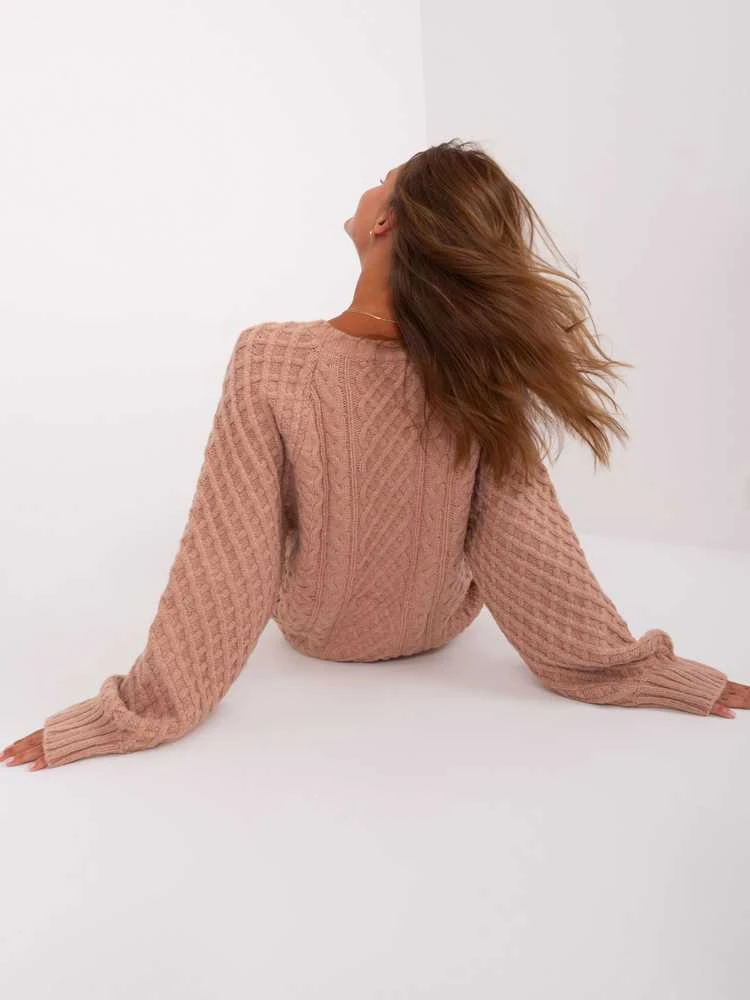 Wool Fashion Italia Megztinis-AT-SW-2367-2.64P-tamsiai rožinis