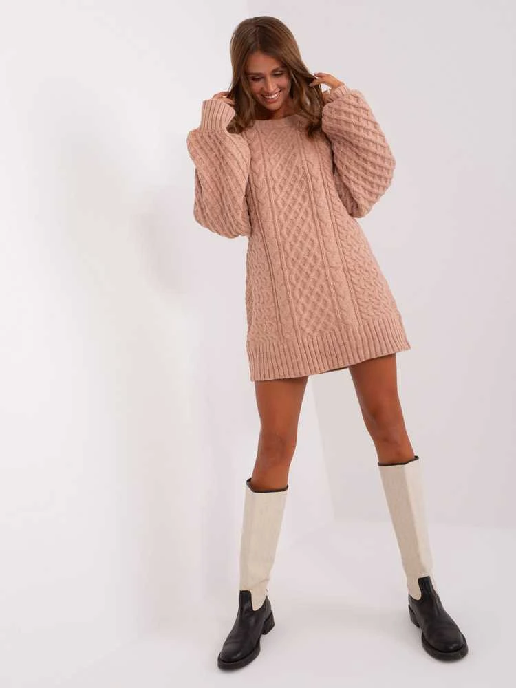 Wool Fashion Italia Megztinis-AT-SW-2367-2.64P-tamsiai rožinis
