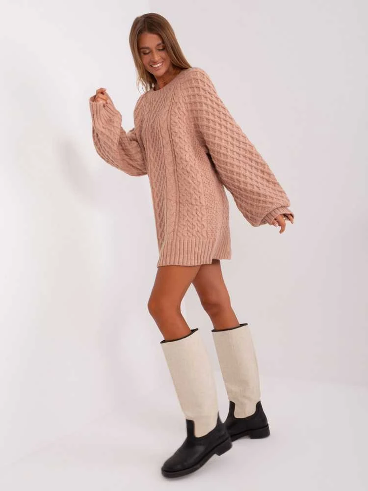 Wool Fashion Italia Megztinis-AT-SW-2367-2.64P-tamsiai rožinis