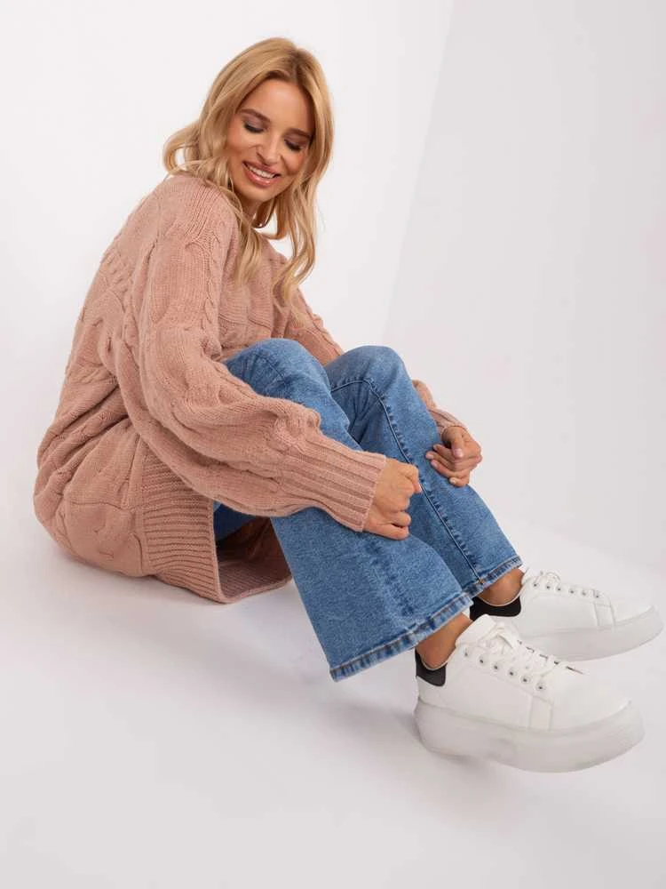 Wool Fashion Italia Megztinis-AT-SW-2367.76P-tamsiai rožinis