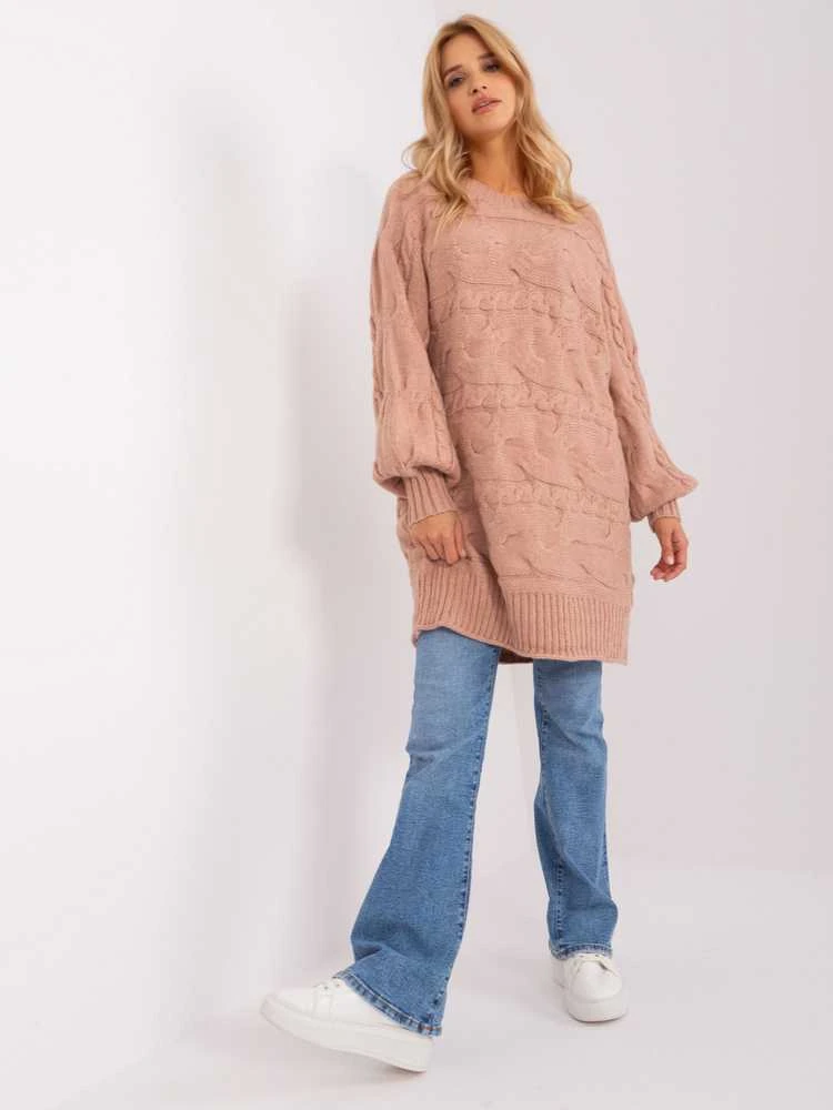 Wool Fashion Italia Megztinis-AT-SW-2367.76P-tamsiai rožinis