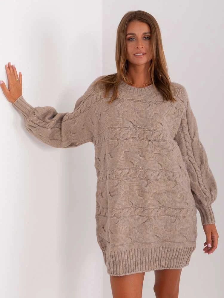 Wool Fashion Italia Megztinis-AT-SW-2367.76P-tamsiai smėlio spalvos